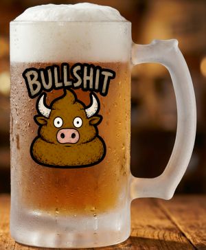 Půllitr skleněný 500 ml. s motivem Bullshit, matné sklo