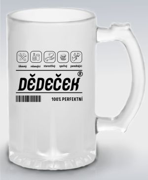 Půllitr skleněný 500 ml. s motivem Čárový kód DĚDEČEK