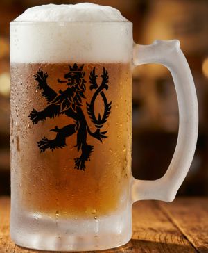 Půllitr skleněný 500 ml. s motivem ČESKÝ LEV, černý tisk, matné sklo