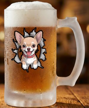 Půllitr skleněný 500 ml. s motivem Čivava V2, matné sklo
