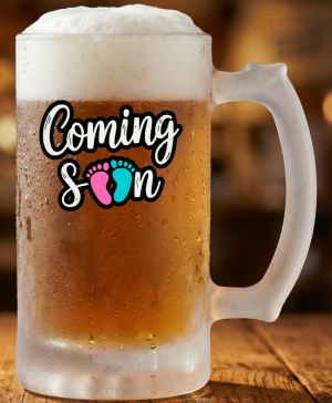 Půllitr skleněný 500 ml. s motivem Coming Soon, matné sklo