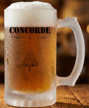 Půllitr skleněný 500 ml. s motivem Concorde, matné sklo