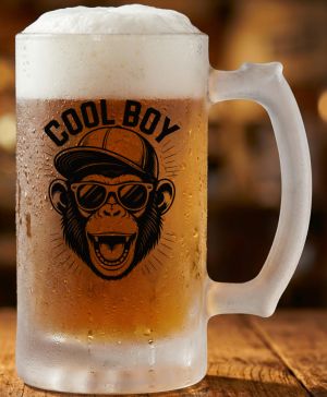 Půllitr skleněný 500 ml. s motivem Cool boy, matné sklo