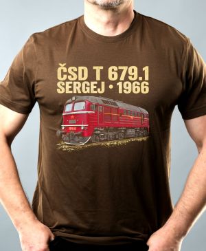 Nejoblíbenější pánské Triko Basic s motivem ČSD T 679.1, army