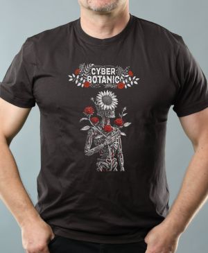 Nejoblíbenější pánské Triko Basic s motivem Cyber Botanic, ebony gray