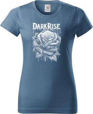 Nejoblíbenější dámské triko BASIC s motivem Dark Rise, bílý potisk, denim