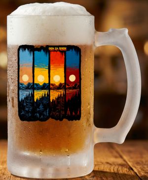Půllitr skleněný 500 ml. s motivem Den za dnem, V2, matné sklo