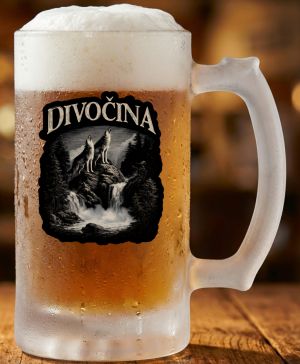 Půllitr skleněný 500 ml. s motivem Divočina, matné sklo
