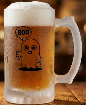 Půllitr skleněný 500 ml. s motivem Duch Boo, matné sklo