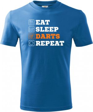 Eat, sleep, darts, repeat. Bílý a oranžový tisk