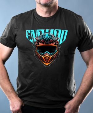 Nejoblíbenější pánské Triko Basic s motivem ENDURO, helma, V2, černá