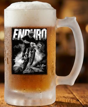 Půllitr skleněný 500 ml. s motivem Enduro Jezdec, matné sklo