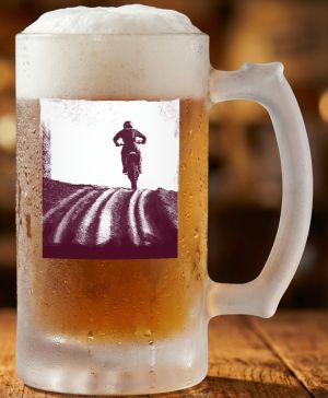 Půllitr skleněný 500 ml. s motivem Enduro, pole, jízda, matné sklo