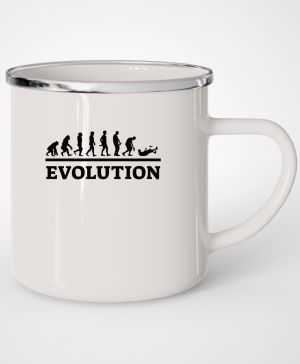 Plechový hrnek s motivem Evolution ALKOHOL, bílá