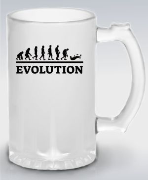 Půllitr skleněný 500 ml. s motivem Evolution ALKOHOL