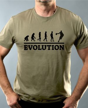 Nejoblíbenější pánské Triko Basic s motivem Evolution basket, černý tisk, světlá khaki