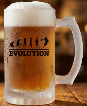 Půllitr skleněný 500 ml. s motivem Evolution basket, černý tisk, matné sklo