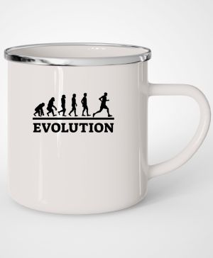 Plechový hrnek s motivem Evolution běh, černý tisk, bílá