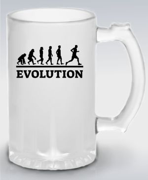 Půllitr skleněný 500 ml. s motivem Evolution běh, černý tisk