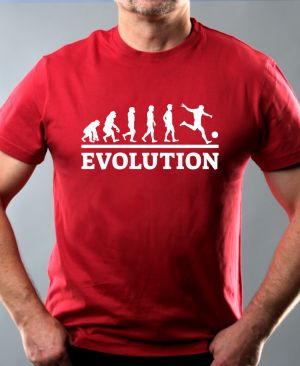 Nejoblíbenější pánské Triko Basic s motivem Evolution fotbal, bílý tisk, bordó
