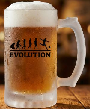 Půllitr skleněný 500 ml. s motivem Evolution fotbal, černý tisk, matné sklo