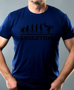 Nejoblíbenější pánské Triko Basic s motivem Evolution motocross, černý tisk, královská modrá