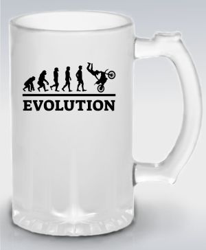 Půllitr skleněný 500 ml. s motivem Evolution motocross, černý tisk