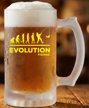 Půllitr skleněný 500 ml. s motivem Evolution Rybaření, matné sklo