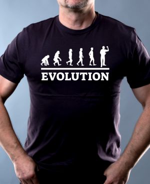 Nejoblíbenější pánské Triko Basic s motivem Evolution šipky. Bílý tisk, námořní modrá (pozor - téměř černá)