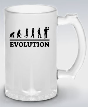 Půllitr skleněný 500 ml. s motivem Evolution šipky. Černý tisk
