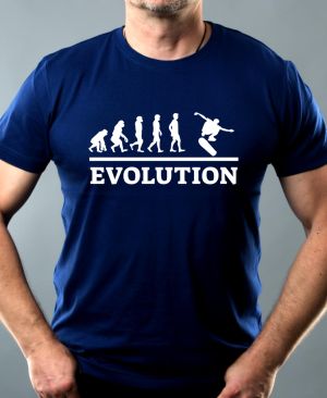 Nejoblíbenější pánské Triko Basic s motivem Evolution skateboarding, bílý tisk, královská modrá