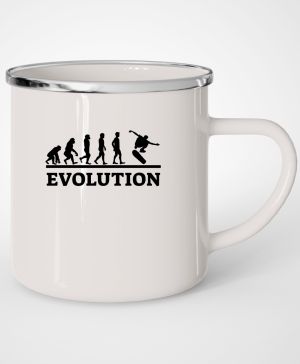 Plechový hrnek s motivem Evolution skateboarding, černý tisk, bílá