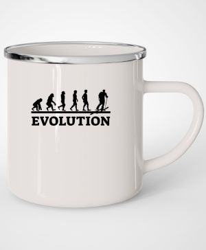 Plechový hrnek s motivem Evolution skialpy, černý tisk, bílá