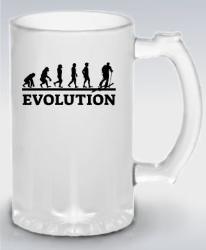 Půllitr skleněný 500 ml. s motivem Evolution skialpy, černý tisk