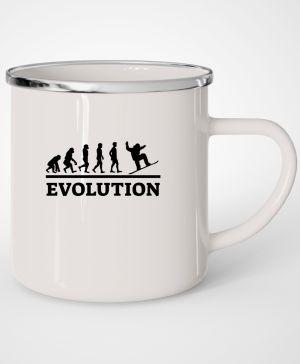 Plechový hrnek s motivem Evolution SNOWBOARDING, bílá