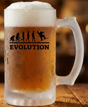 Půllitr skleněný 500 ml. s motivem Evolution SNOWBOARDING, matné sklo