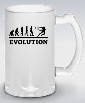 Půllitr skleněný 500 ml. s motivem Evolution tenis, černý tisk