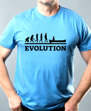 Nejoblíbenější pánské Triko Basic s motivem Evolution VODÁK. Černý tisk, azurově modrá