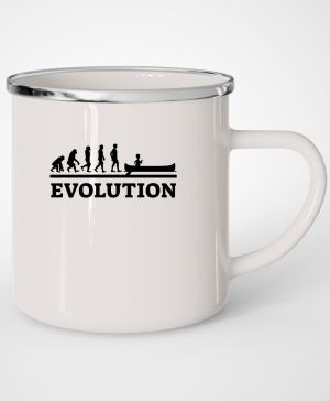 Plechový hrnek s motivem Evolution VODÁK. Černý tisk, bílá