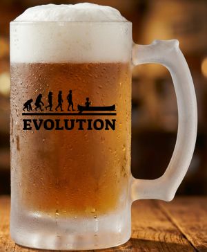 Půllitr skleněný 500 ml. s motivem Evolution VODÁK. Černý tisk, matné sklo