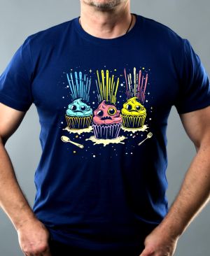 Nejoblíbenější pánské Triko Basic s motivem Exploze cupcake, královská modrá