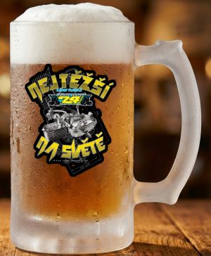 Půllitr skleněný 500 ml. s motivem Fichtl mazec 24 hodin, rok 2021, matné sklo