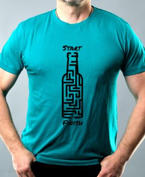 Nejoblíbenější pánské Triko Basic s motivem Flaška: Start a cíl, emerald