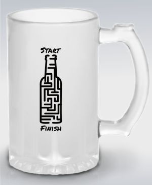 Půllitr skleněný 500 ml. s motivem Flaška: Start a cíl