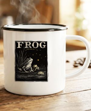 Plechový hrnek s motivem Frog, černý lem