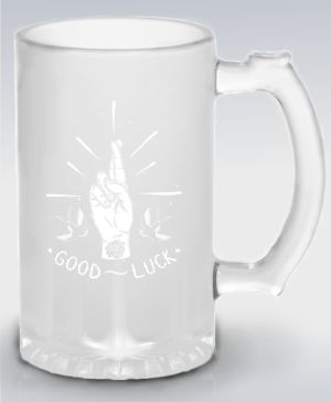Půllitr skleněný 500 ml. s motivem Good luck