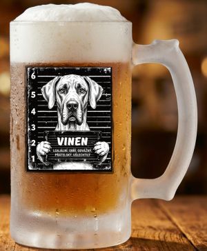 Půllitr skleněný 500 ml. s motivem Great Dane, německá doga, matné sklo