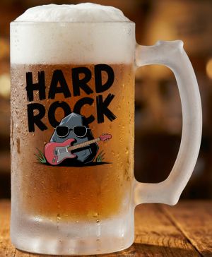Půllitr skleněný 500 ml. s motivem Hard Rock, matné sklo