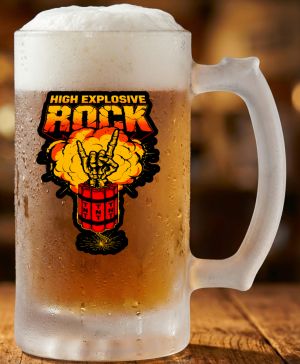Půllitr skleněný 500 ml. s motivem High explosive rock, V1, matné sklo