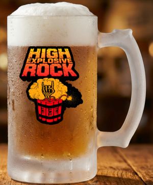 Půllitr skleněný 500 ml. s motivem High explosive rock, V2, matné sklo